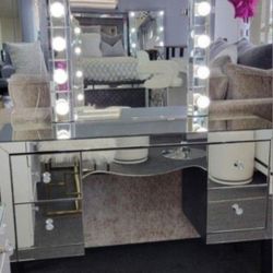 Vanity Desk Beveled Mirror LED  lights Bulb Mirror ✅️✅️