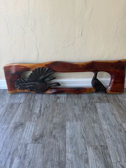 Hand-Carved Rustic Cedar Turkey Wall Art – Signed