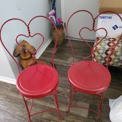 Vintage "heart shaped" Red Ice Cream Parlor Metal Chairs