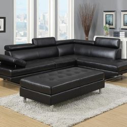 LEATHER GEL SOFA WITH OTTOMAN!!! ONLY $10 DOWN AND 90 DAYS TO PAY!!! SAME DAY DELIVERY!!!