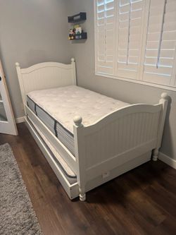 Pottery Barn Twin Bed with Trundle and Mattress