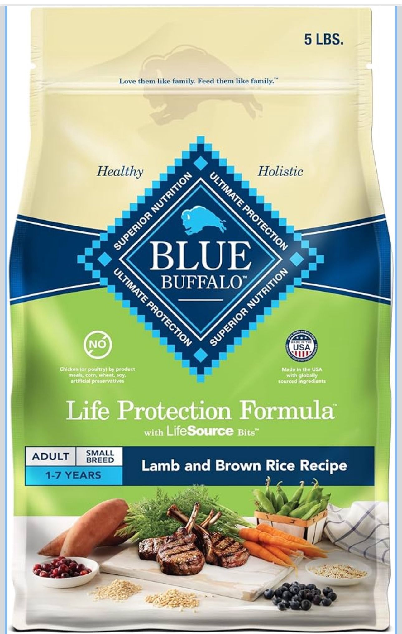 New Blue Buffalo Life Protection Formula Natural Adult Small Breed Dry Dog Food, Lamb and Brown Rice 5-lb Trial Size Bag