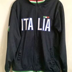 Star Venezia Embroidered Italia Navy Full Zip Sweatshirt Jacket w Pockets SZ M