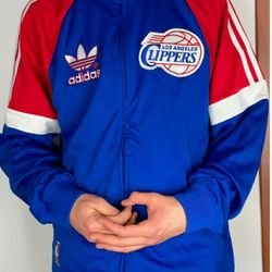 VINTAGE ADIDAS LOS ANGELES CLIPPERS  WARM TRACK JACKET  MENS SIZE 2XL SUPER RARE  EXELLENT 