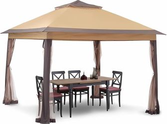 1910c  11x11 FT Gazebo Tent, Outdoor Tents for Parties with Mosquito Netting, Folding Heavy Duty Height Adjustable Canopy Tent for Patio Backyard Gard