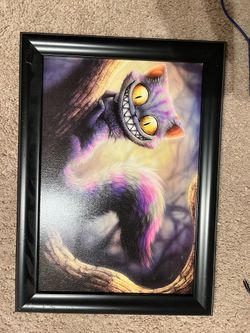 Framed Printed Artwork (2) Cheshire Cat and Kingdom Hearts 2