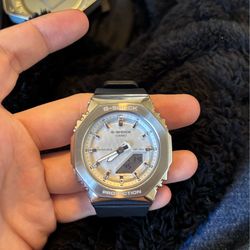 G-Shock Small Octagon Watch (white face black band)