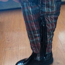 Knee High Plaid Rain/Snow Boots