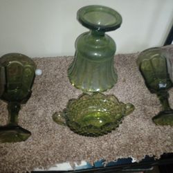 Emerald green carnival Glass