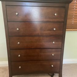 Craftsman Style 5 Drawer Wood and Wood Veneer Dresser 