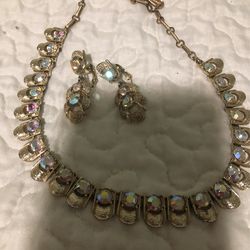 Women’s necklace with matching Clip On earrings antique jewelry