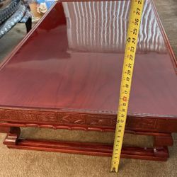 ASIAN KOREAN LOW PROFILE FOLDING LEGS CARVED WOOD COFFEE TEA TABLE antique 