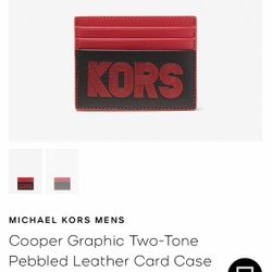 Michael Kors Men Cooper Graphic Two-Tone Pebbled Leather Card Case