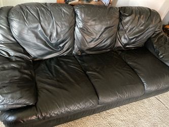 Black leather sofa