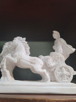 Vintage Santini Gladiator Roman Soldier Sculpture with Horses