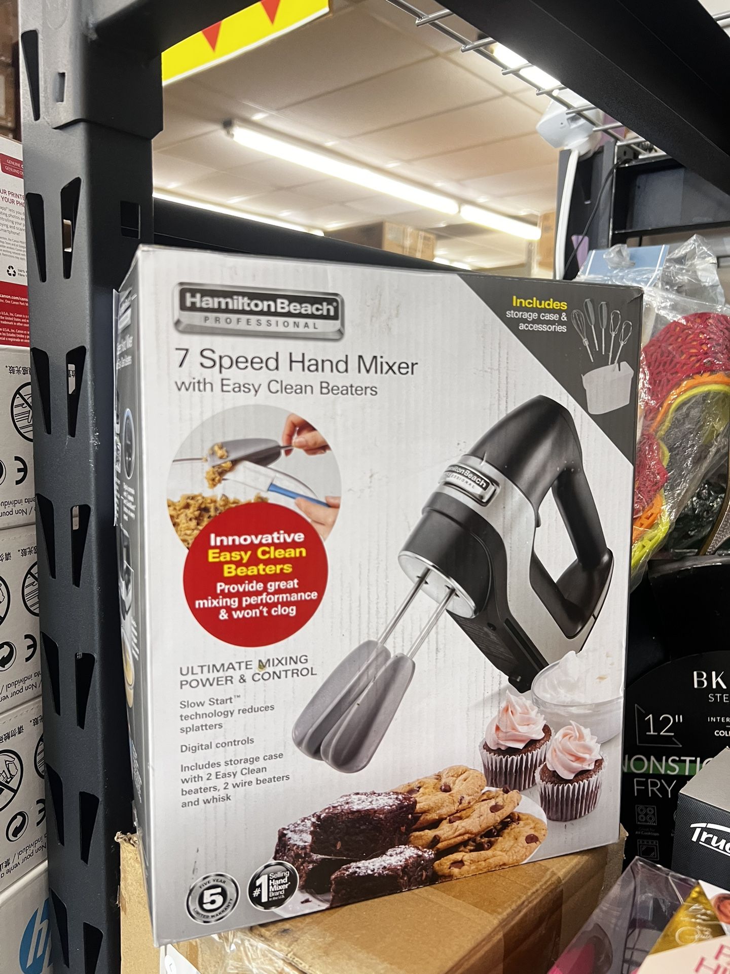 Professional 7-Speed Digital Electric Hand Mixer with High-Performance DC Motor, Slow Start, Snap-On Storage Case, SoftScrape Beaters, Whisk, New
