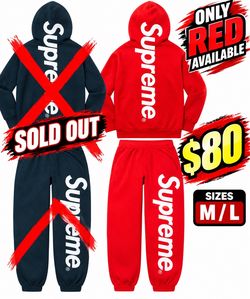 Supreme Red Hoodie and Sweatpants Set