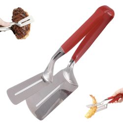 10” Stainless Steel Grill Clamp, Extended Handle Double Spatula – Heavy Duty Food-Grade 304 Steel, Dishwasher Safe for Grilling, Frying, Camping & Kit