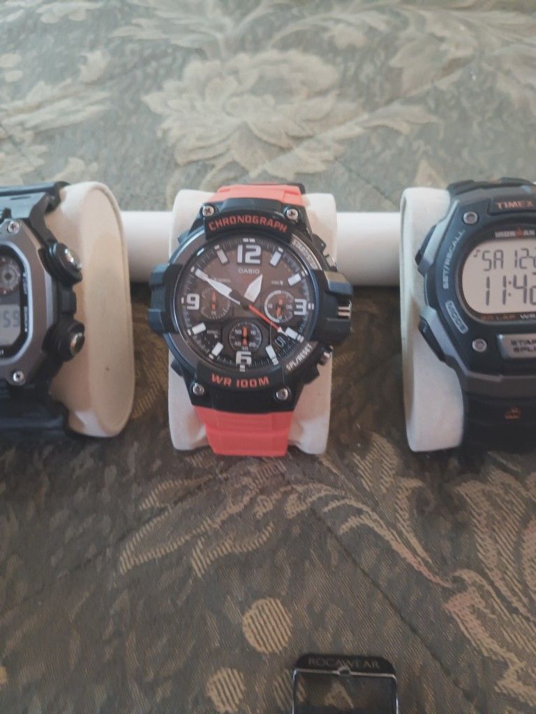 Casio and Timex watches.