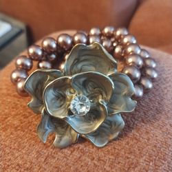 Nice Chunky Bracelet With Sandy And Grey Swirls