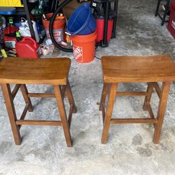 2 Wooden Bar Stools For Sale