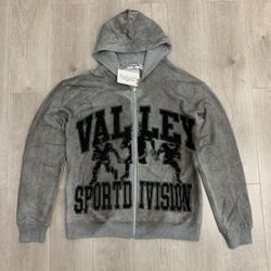 Valley sports hoodie Grey zip up Size-S