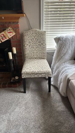 2 Grey And White Accent Chairs
