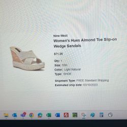 nine W. Women’s Hues Almond Toe Slip On Wedge Sandals