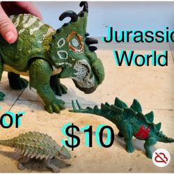 $10 For Set of Jurassic World Dinosaurs 1 big and 2 mini figures
