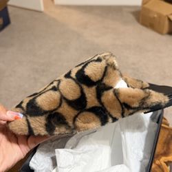 Coach Tan Fur Mule Slide Size 8 BNIB