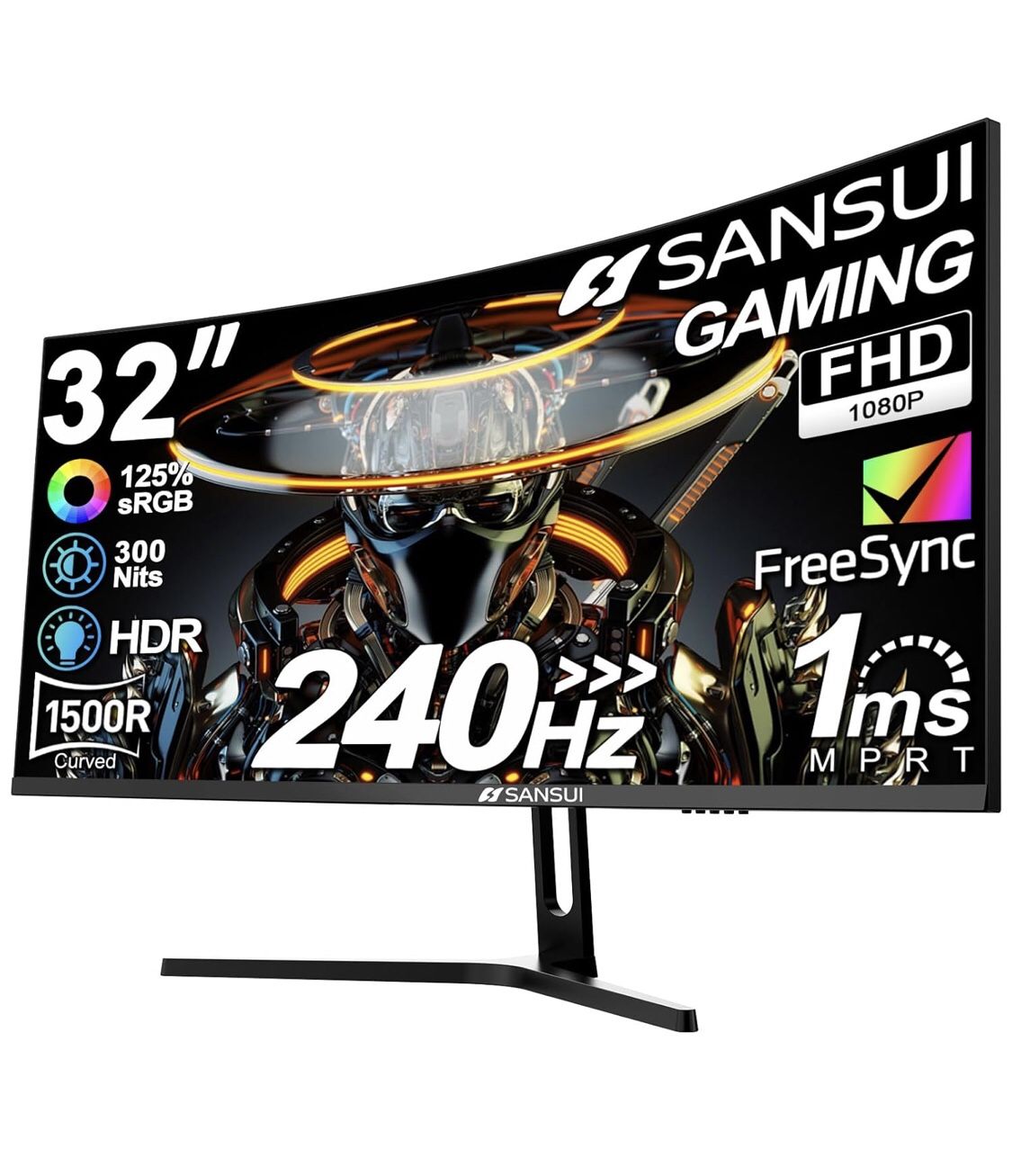 SANSUI 32 Inch Curved 240Hz Gaming Monitor High Refresh Rate, FHD 1080P Open box item is new! The SANSUI 32 Inch Curved 240Hz Gaming Monitor offers