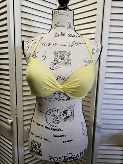 Black halter bikini top with back adjustable closure