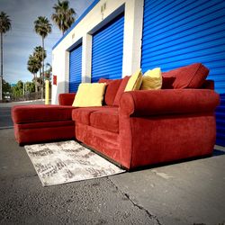 Red Modern Corduroy Sectional Sofa