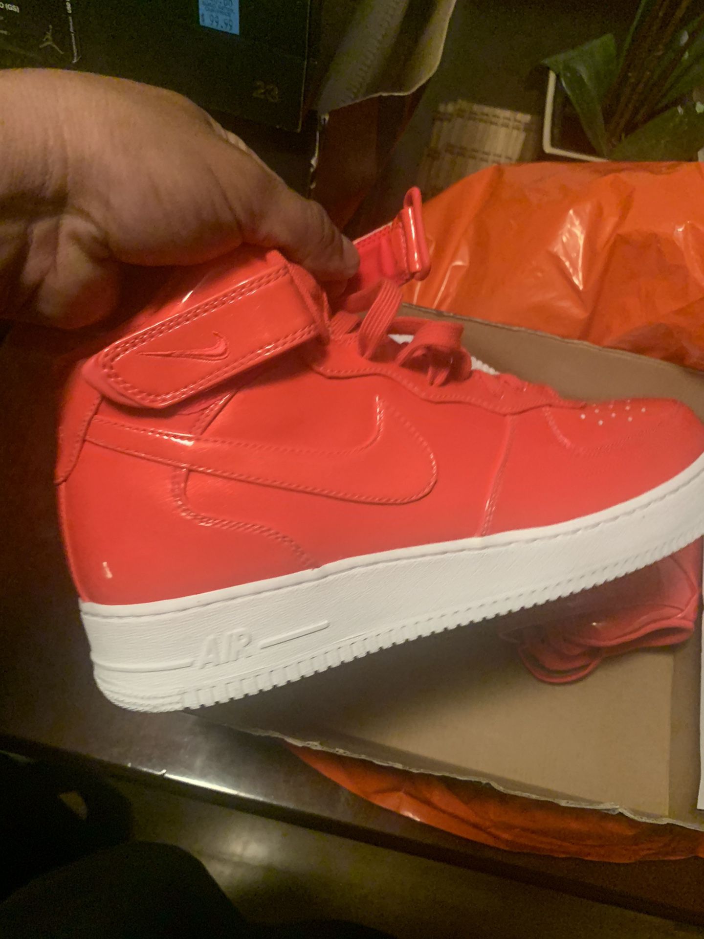 New patten leather af1 mids size 11 siren red and white $80 obo mids