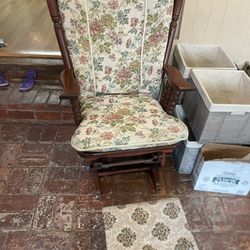 Vintage Rocking Chair With Footstool Excellent Condition Wood Antique