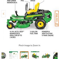 John Deere
Z315E 42 in. 20 HP Gas Dual Hydrostatic Zero Turn Riding Lawn Mower