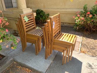 BRAND NEW Amazonia Gruta Teak Finish Wood Outdoor Patio Dining Side Chairs