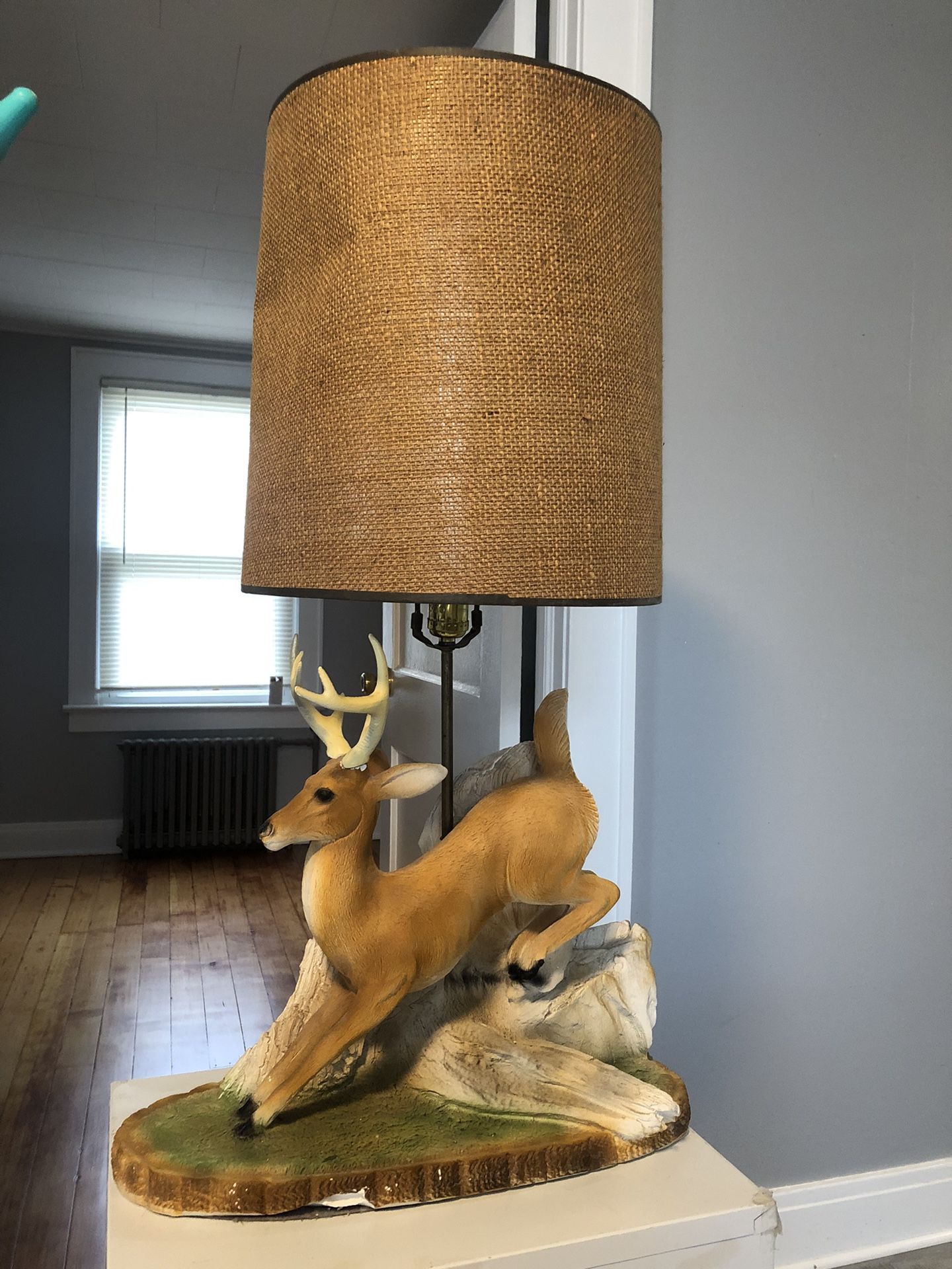 Vintage Deer Lamp With Removable Horns, 19” X30”