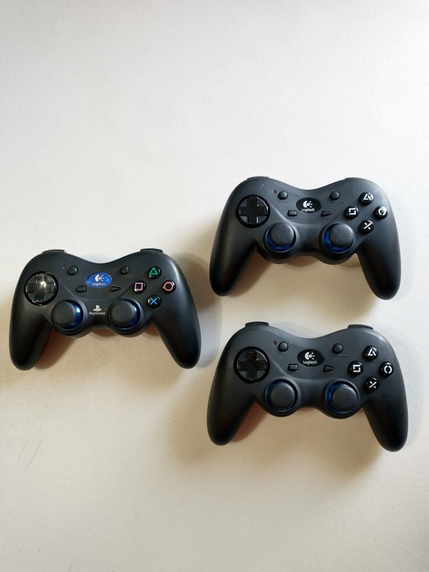 Lot of 3 Logitech Cordless Action Controller for Sony Playstation PS2 (No Receivers)