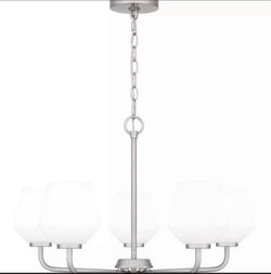 Lamp chandelier Quoizel Nie5025 Nielsen 5 Light Chandelier Brushed Nickel ( Make Me An Offer)