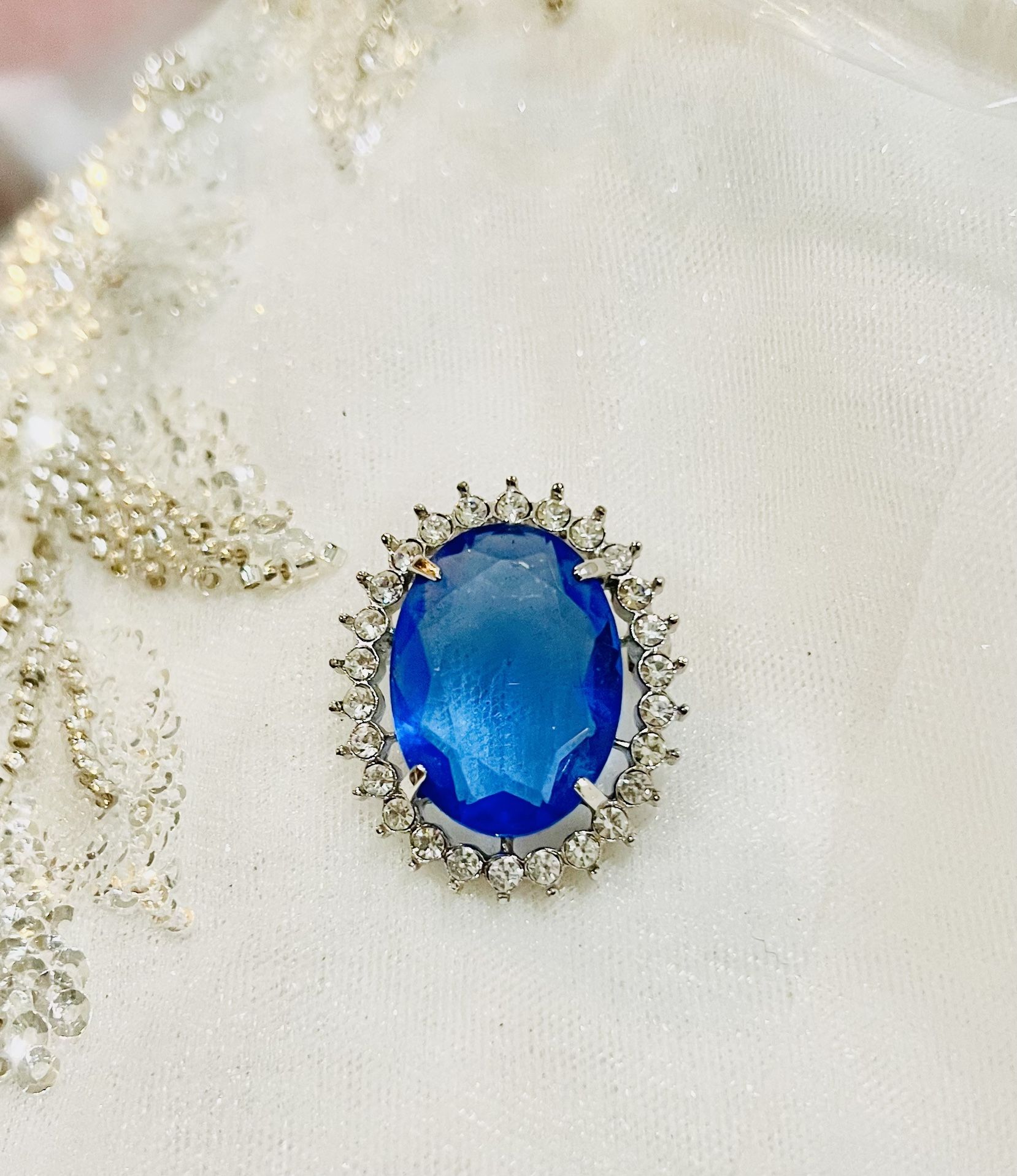 VTG: Abeka Blue Stone Combination, Brooch Pin Pendent