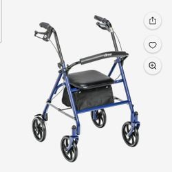 *NIB* Drive Medical Four Wheel Rollator Rolling Walker with Fold Up Removable Back Support, Blue