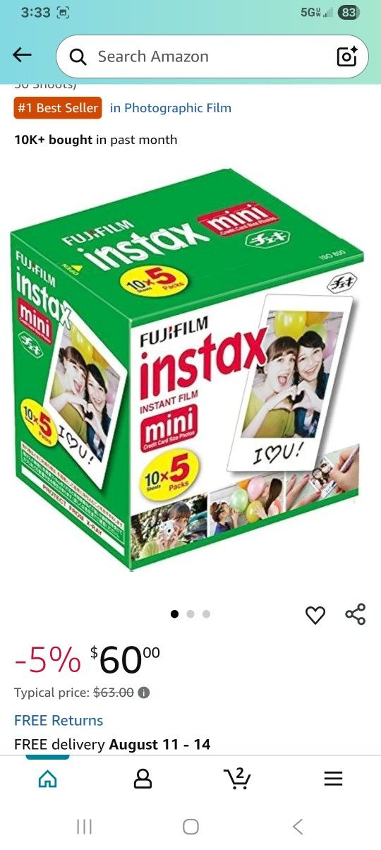 Fujiflim Instax Mini 50 Pack Brand New