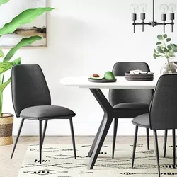 2pk Candelaria Upholstered Dining Chairs Home Furniture Dark Gray Project 62" Air B&B Home Stage