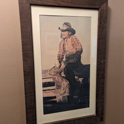 Vintage Gordon Snidow Coors Super Rare Cowboy Framed Print  “Taste The High Country”