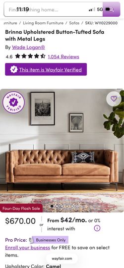 Upholstered Button-Tufted Sofa with Metal Legs