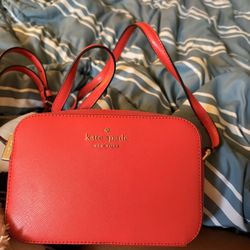 Kate Spade Red Leather Crossbody Bag with Gold Hardware