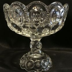 Absolutely Gorgeous, Vintage  L.E. Smith Moon and Stars Clear Glass Compote Candy Dish.