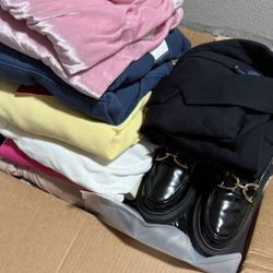 Box Of Clothes + Shoes
