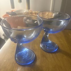 Vintage Pair of Sapphire Blue Italian Dessert Coupes